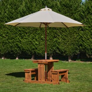 commercial 2 seater picnic table with parasol