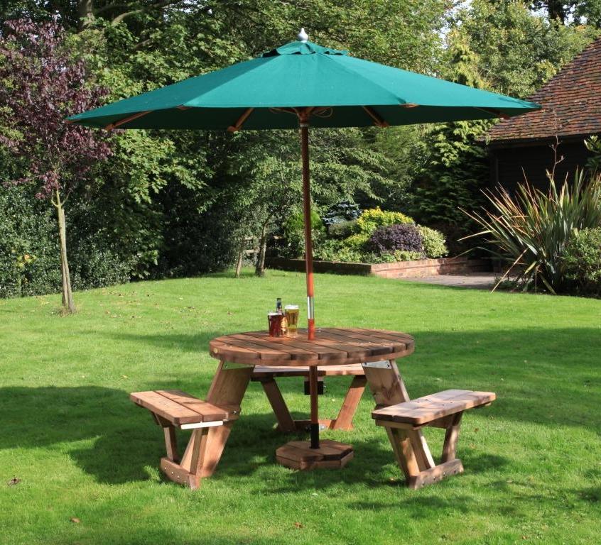 Circular 6 Or 9 Seater Wooden Picnic, 6 Seater Round Wooden Picnic Table