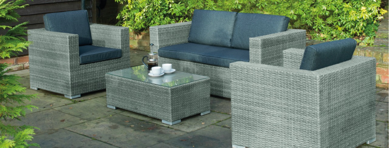 Outdoor grey rattan sofa set | Woodberry