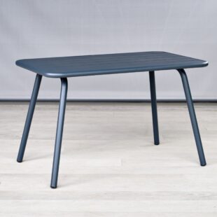 grey metal outdoor dining table