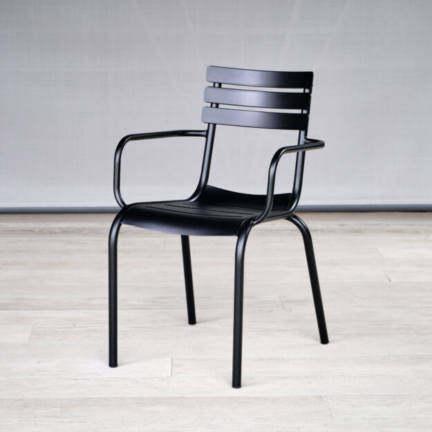 black metal outdoor dining chair