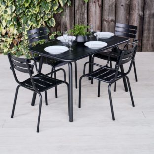 black metal outdoor table and chairs