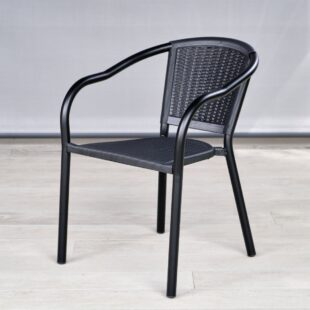 Black metal outdoor dining chair