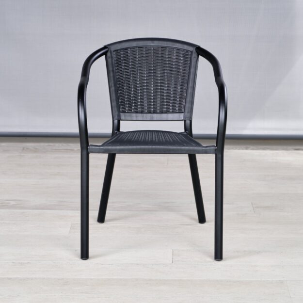 Black metal and plastic outdoor chair