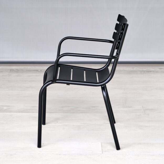 black metal outdoor dining chair