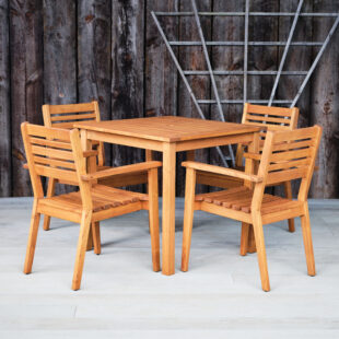 hardwood outdoor dining table and 4 chairs
