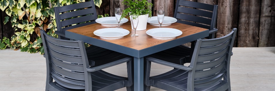 Metal Outdoor Dining Furniture Camden, Black Metal Outdoor Dining Table And Chairs