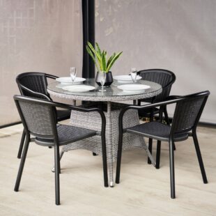 outdoor rattan dining table and chairs