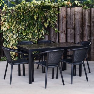 rectangular outdoor table and 6 chairs