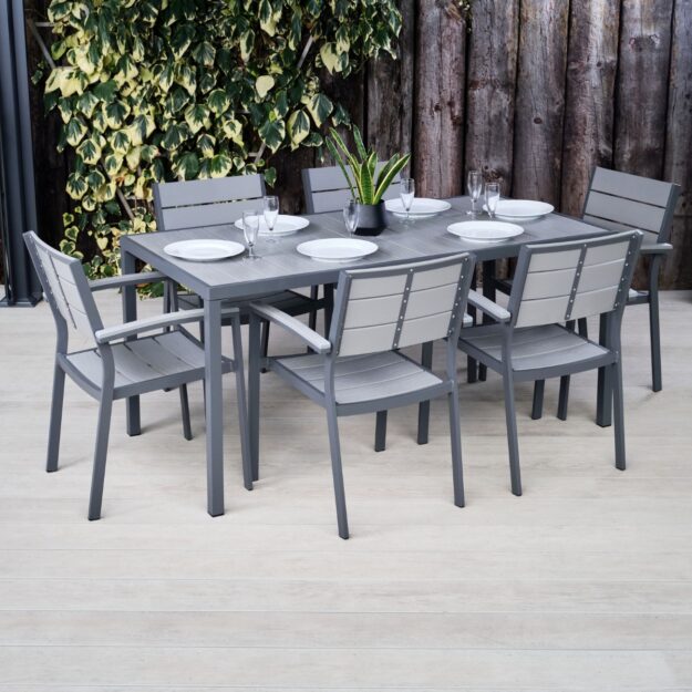 commercial rectangular outdoor dining table and chairs