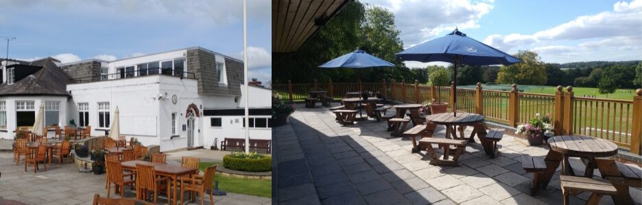 Outdoor tables and chairs at golf club