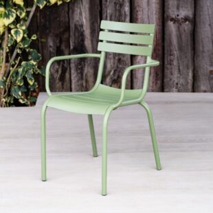 green metal outdoor chair