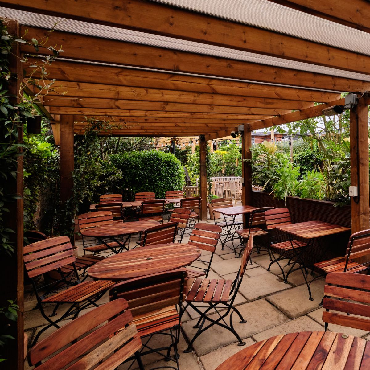 Hardwood Folding Outdoor Square Table - Florence Range - Woodberry