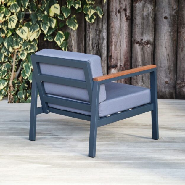 Outdoor Commercial Sofas Metal and Wood Armchair Back