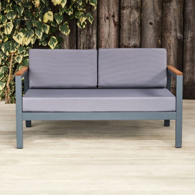 Outdoor Commercial Sofas Metal and Wood Sofas 2 seater