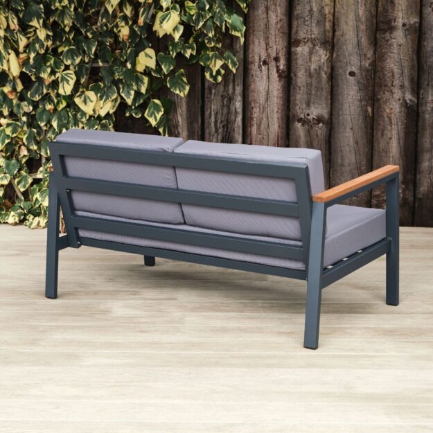 Outdoor Commercial Sofas Metal and Wood Sofas 2 seater back