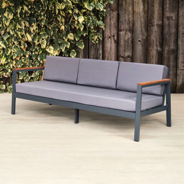 Outdoor Commercial Sofas Metal and Wood Sofas 3 seater