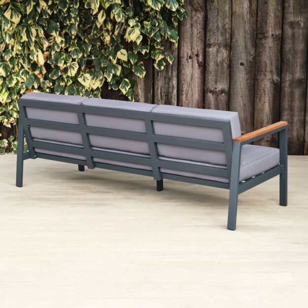 Outdoor Commercial Sofas Metal and Wood Sofas 3 seater back