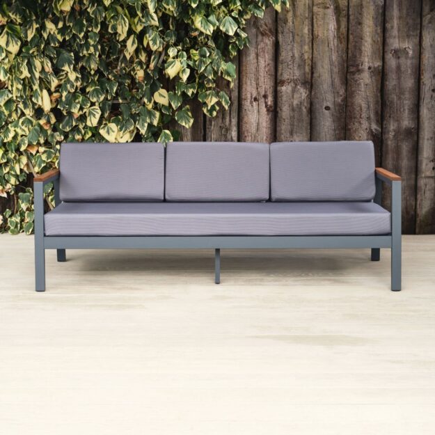 Outdoor Commercial Sofas Metal and Wood Sofas 3 seater front