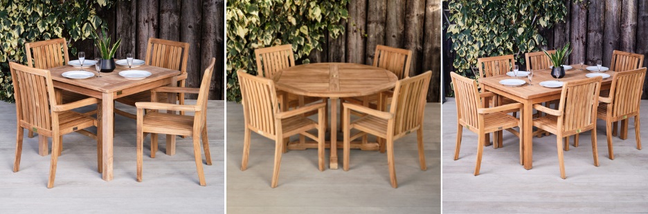 Teak Outdoor Dining Tables and Chairs Sets