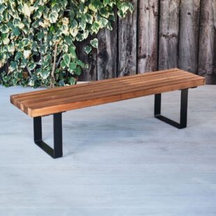 wood and metal industrial bench