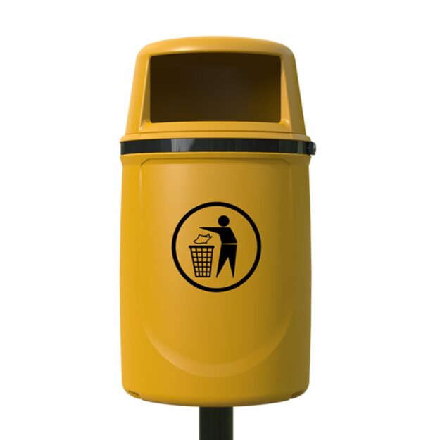 Pole or wall mounted plastic litter bin