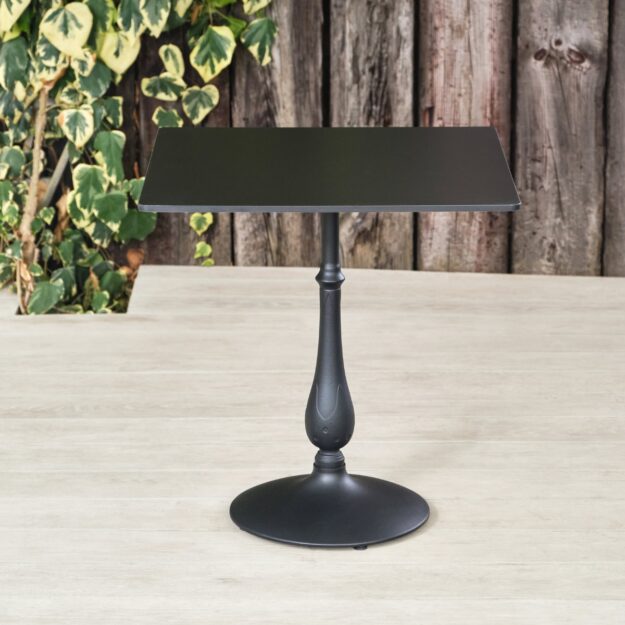 Outdoor Pedestal Table Round Base Square Black Top