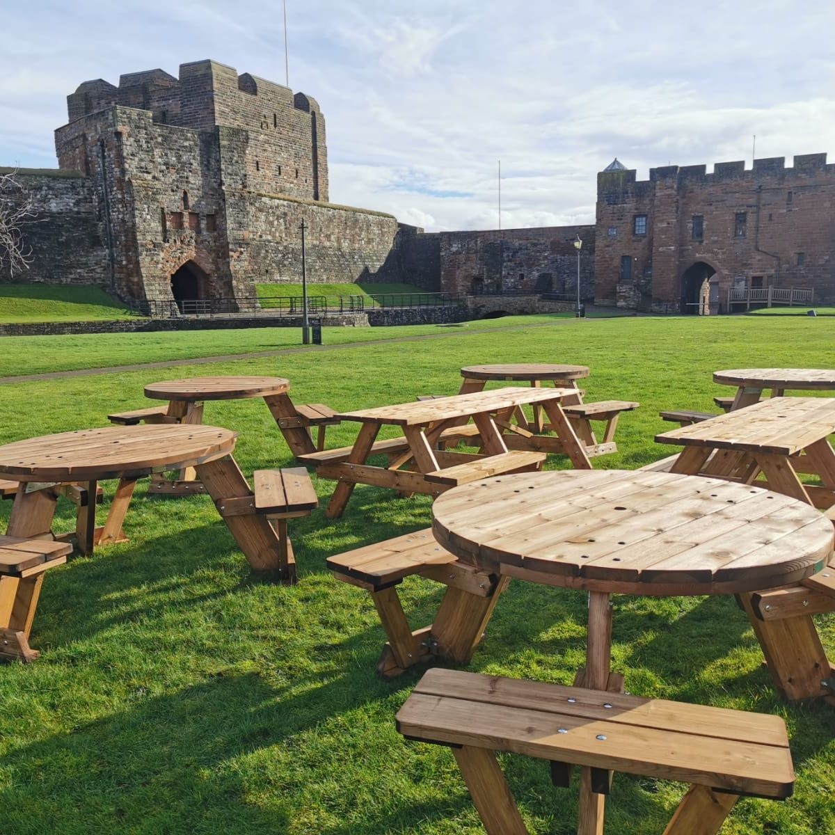 Carlisle Castle English Heritage Circular 6 Seater Picnic Tables