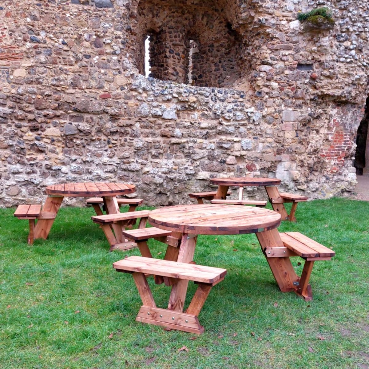 Framlington Castle English Heritage Circular 6 Picnic Tables