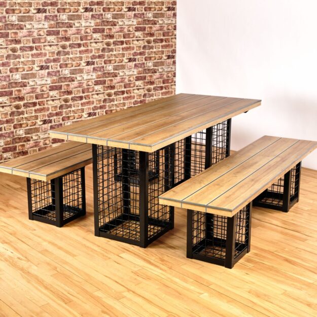 Indoor Gabion table and benches