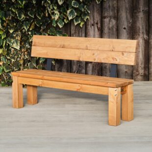 Wooden dining bench with backrest