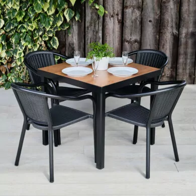 Metal Chair and Wood Effect Table Set