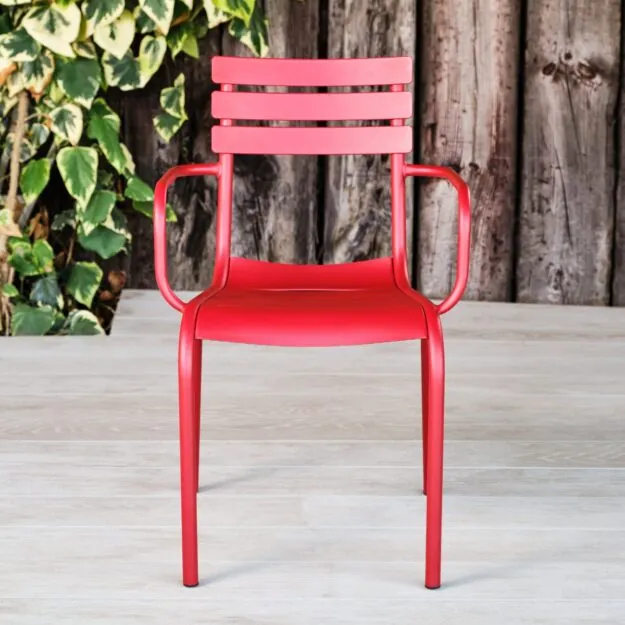 Red metal outdoor chair