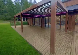 bespoke metal shelter with coloured strip lights (4)